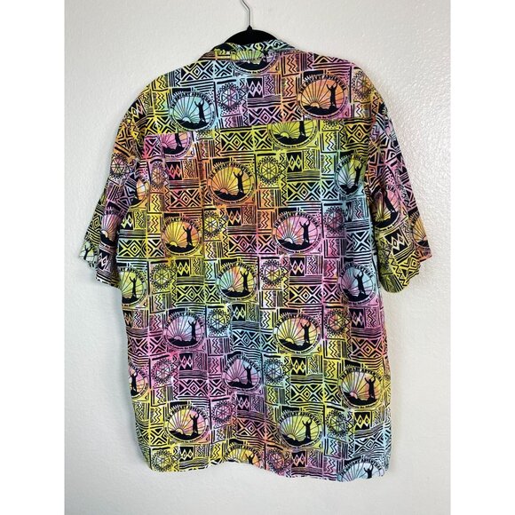 Wet Dog Mens Short Sleeve Hawaiian Shirt 2X‎ Colorful Geometric Tribal Design - Picture 11 of 13